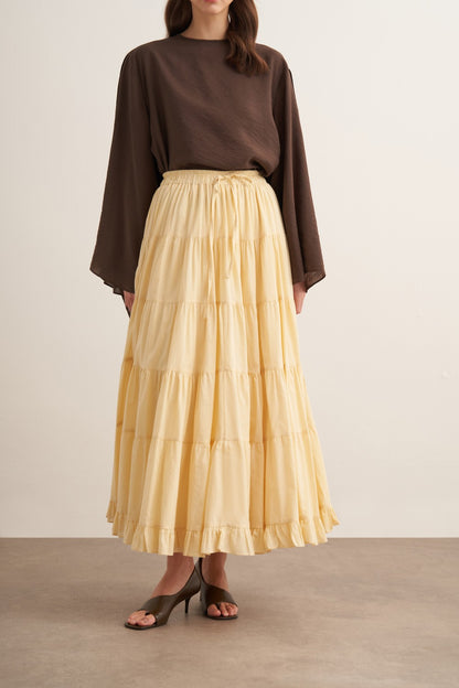 Ruth Layered Voile Long Skirt Mink