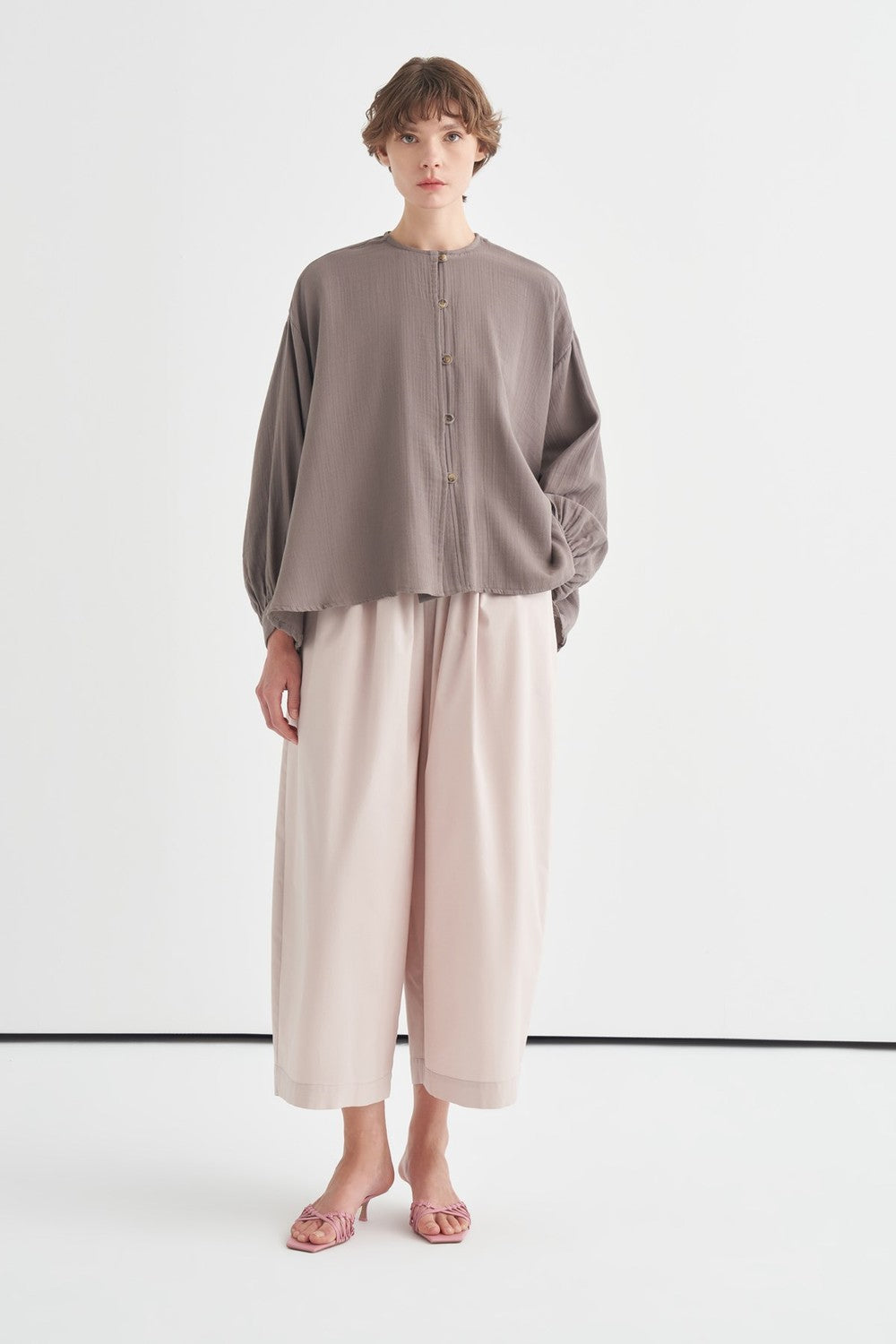 Isola Draped Muslin Shirt Dark Brown