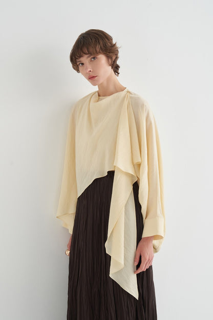 Luce Blouse with Shawl Detail, Soft Pink