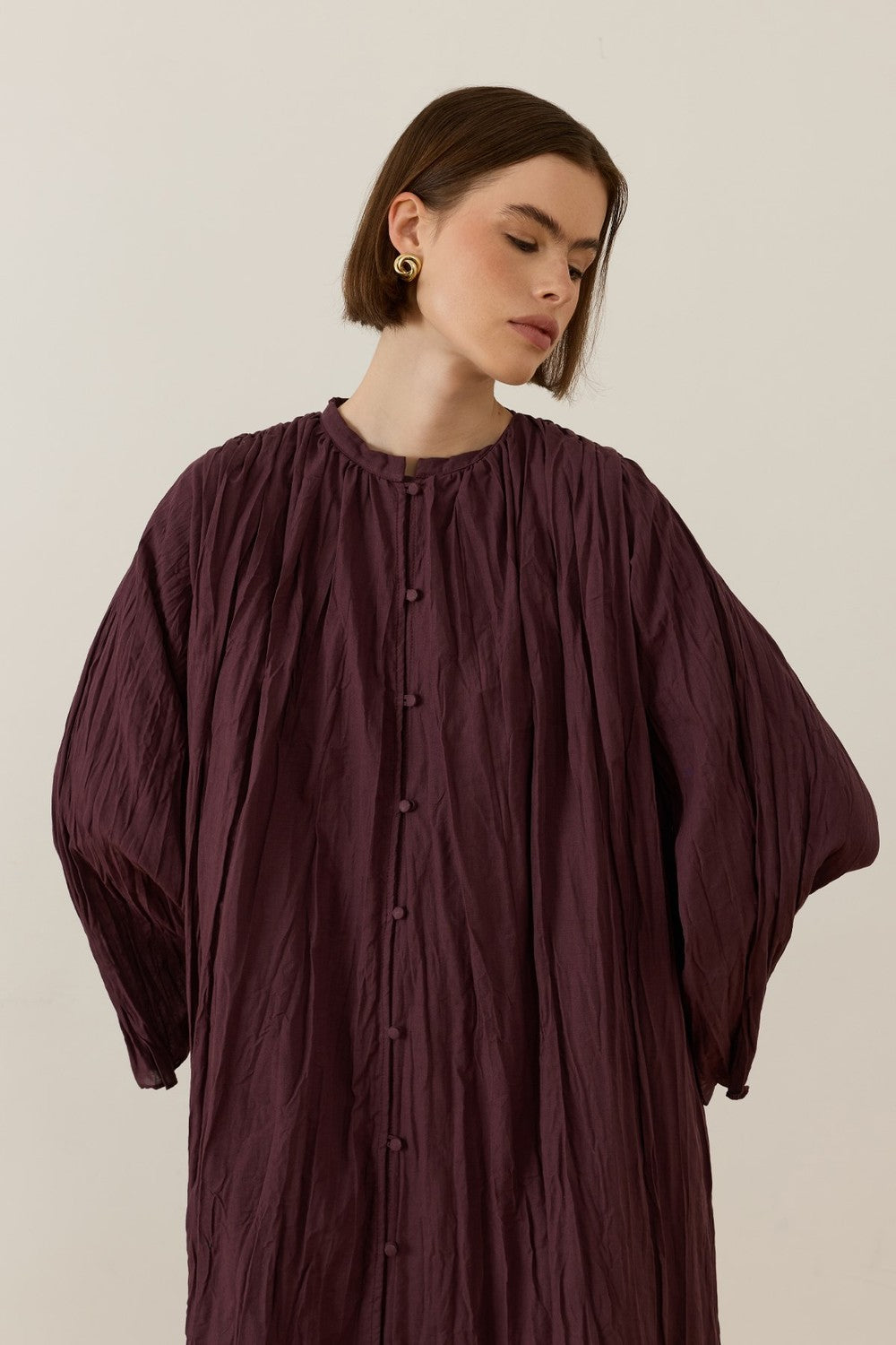 Noemi Crush Voile Dress, Plum