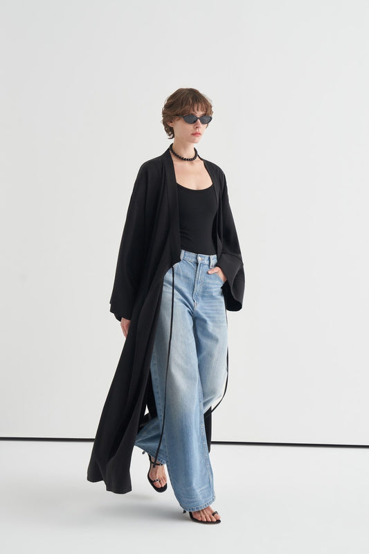 Carmen Tie-Detail Kimono, Black