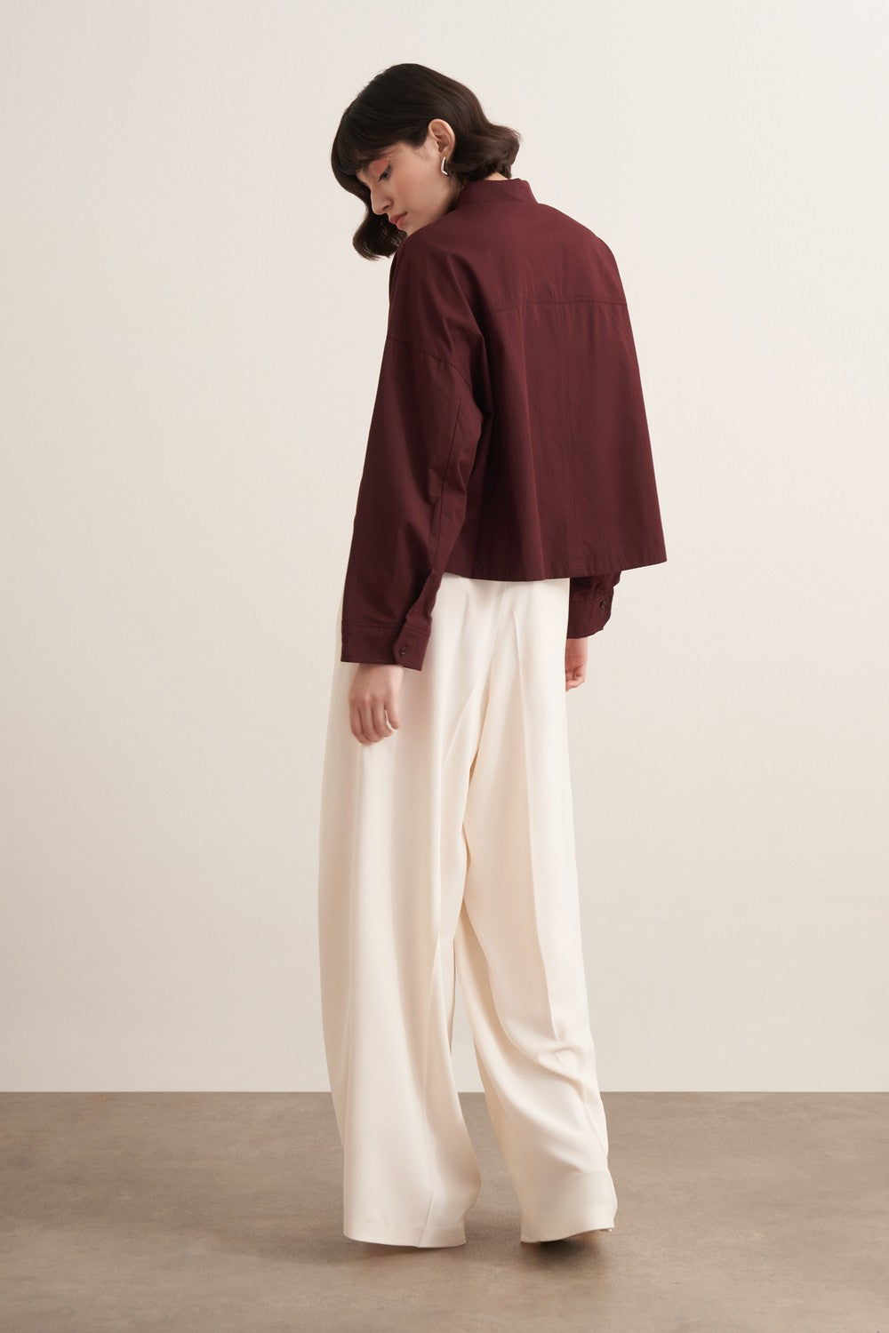Felice Dropped Sleeve Poplin Shirt Burgundy