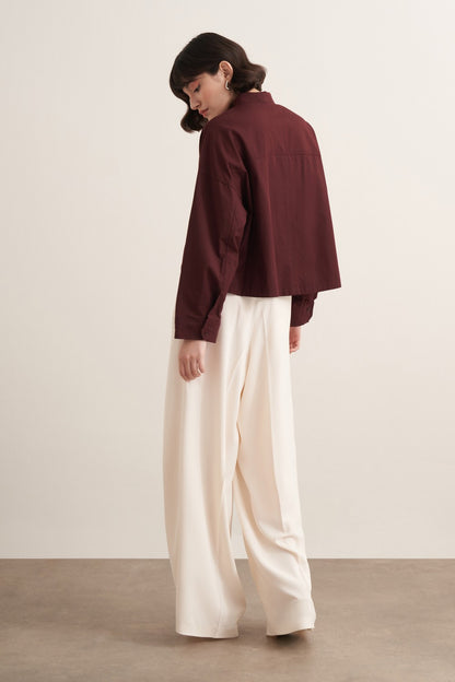 Felice Dropped Sleeve Poplin Shirt Burgundy