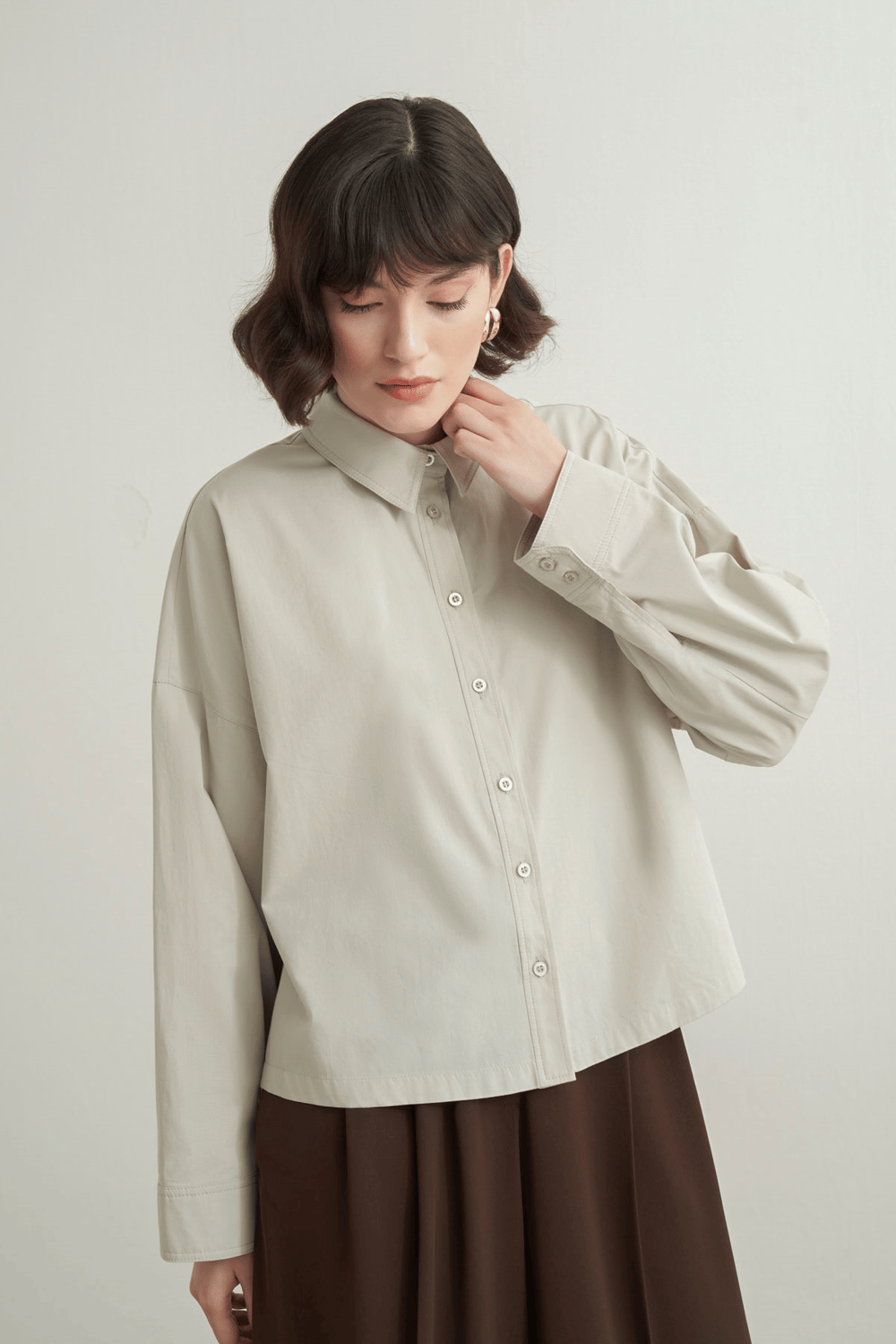 Felice Dropped Sleeve Poplin Shirt Burgundy