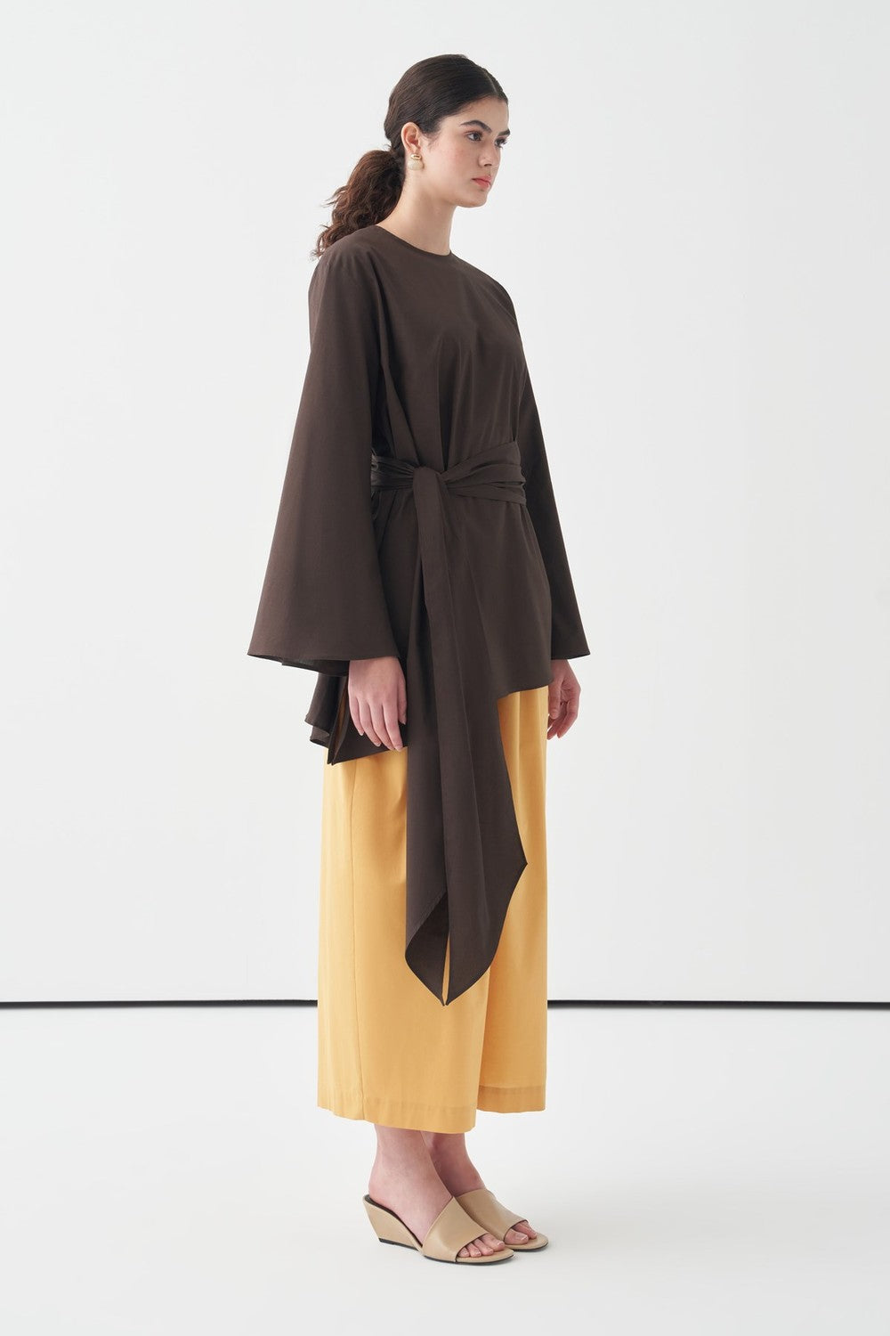Fabia Belt Detail Poplin Blouse White