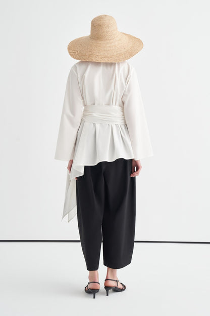 Fabia Belt Detail Poplin Blouse White
