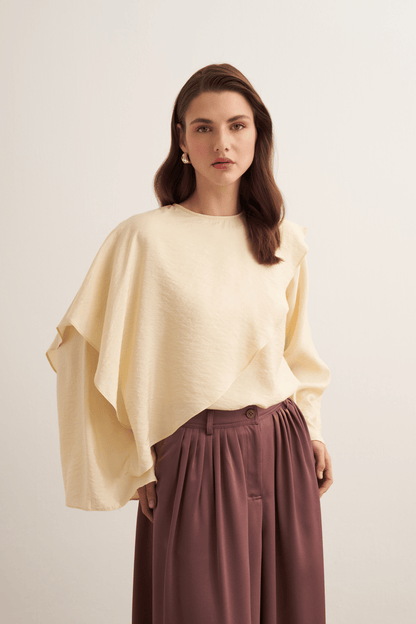 Soraya Cape Effect Blouse Butter
