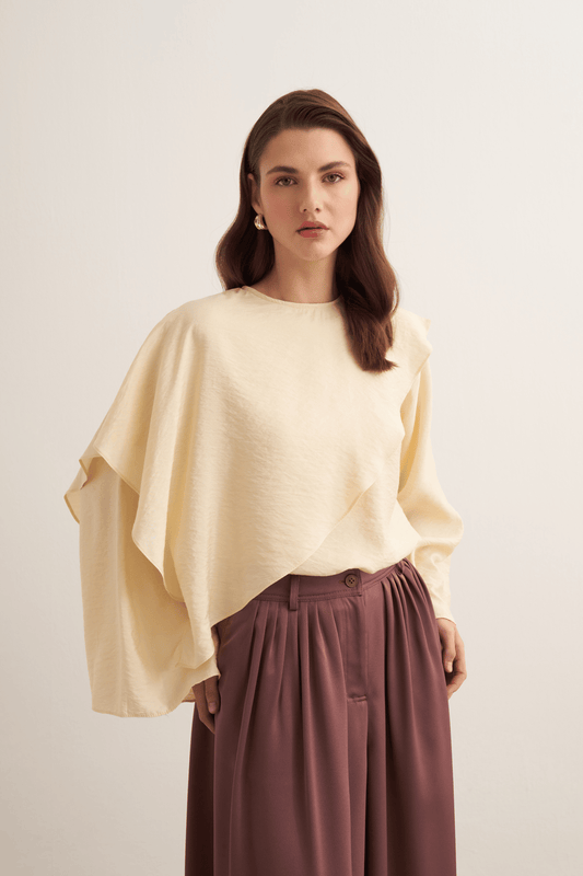 Soraya Cape Effect Blouse Butter