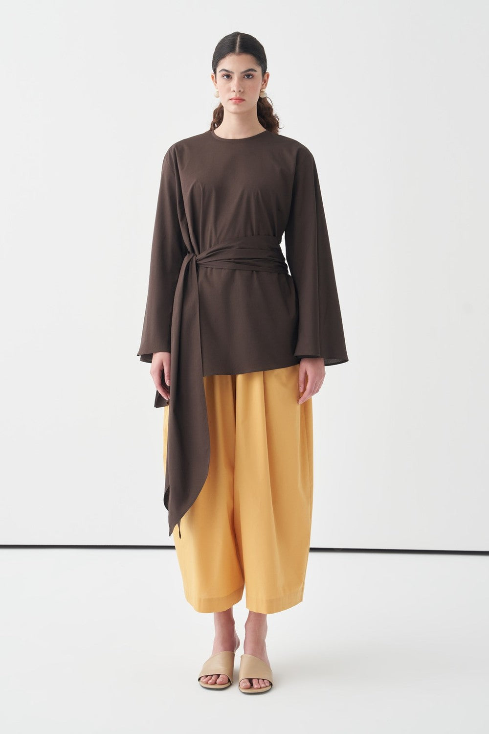 Fabia Belt Detail Poplin Blouse White