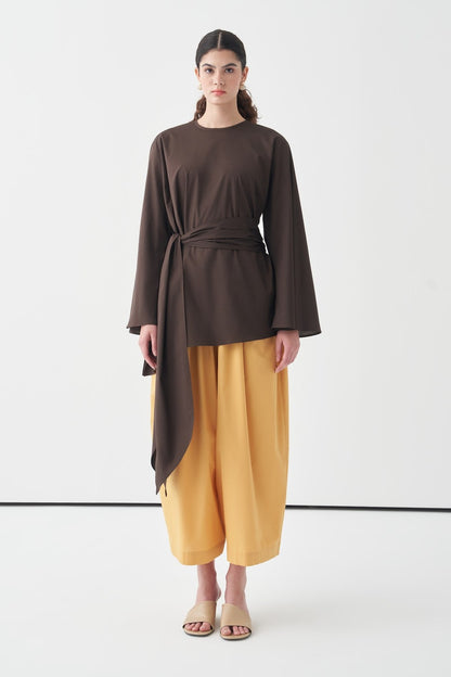 Fabia Belt Detail Poplin Blouse White