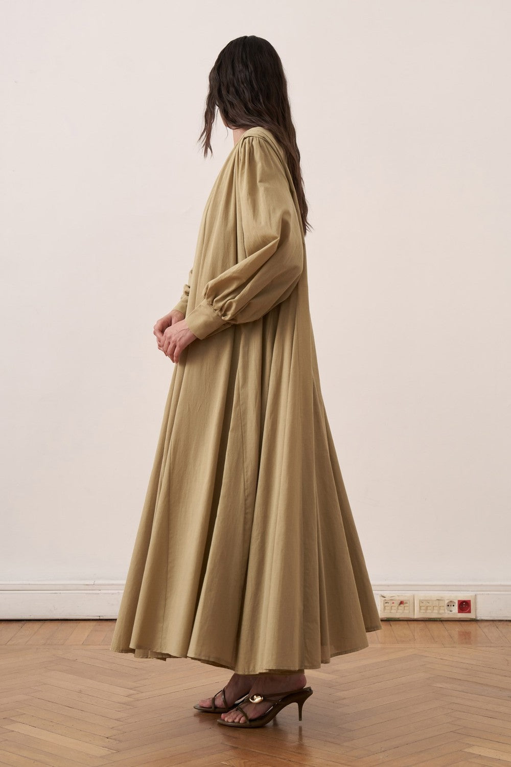 Shirin Voile Long Dress Dark Brown