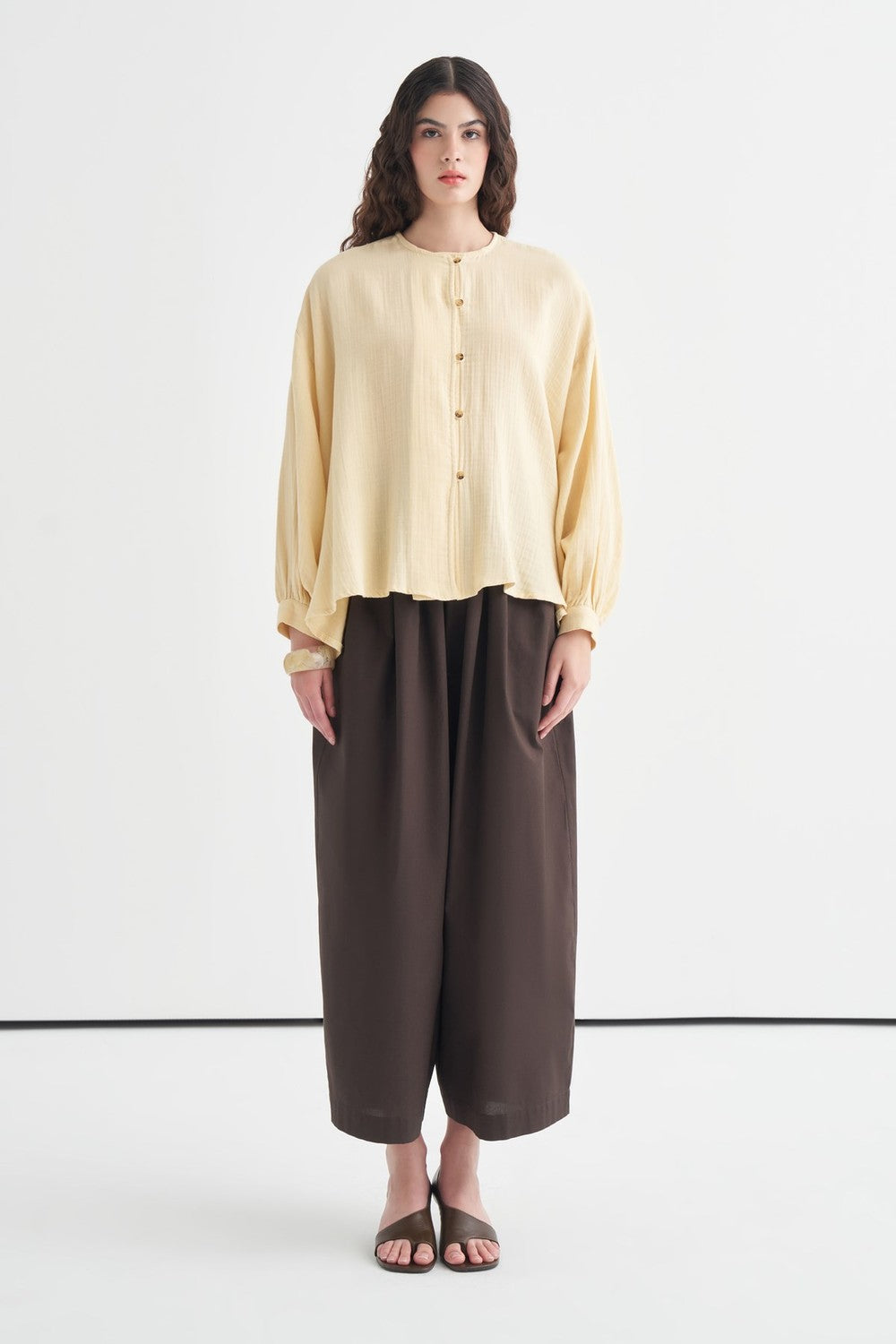 Isola Draped Muslin Shirt Dark Brown
