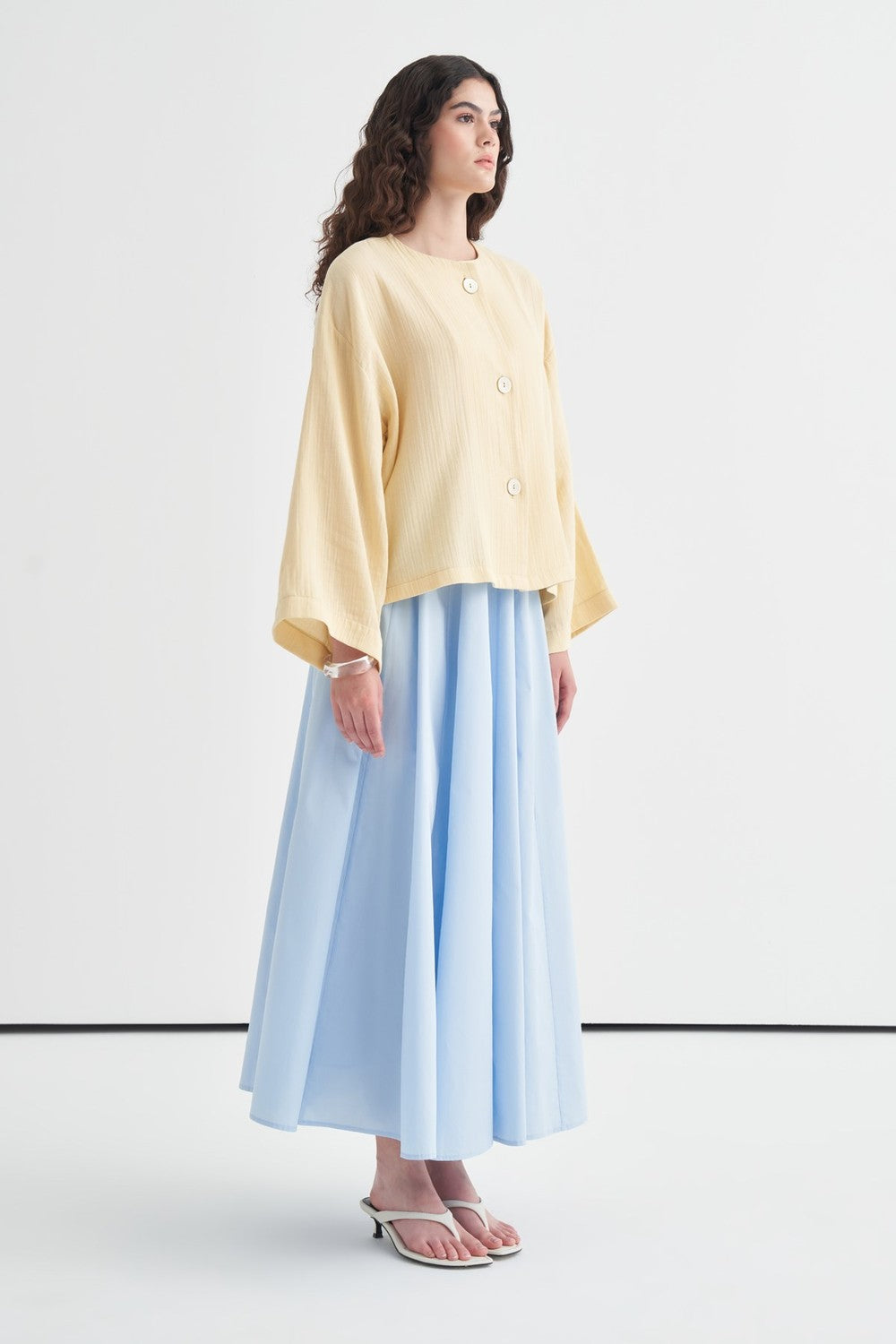 Cara Mother-of-Pearl Buttoned Muslin Jacket Butter