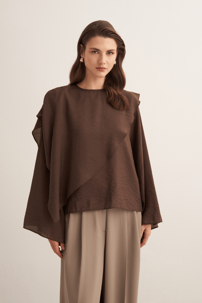 Soraya Cape Effect Blouse Butter