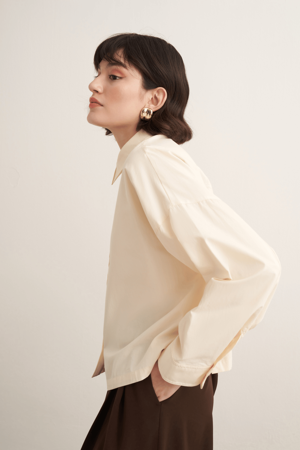 Felice Dropped Sleeve Poplin Shirt Burgundy