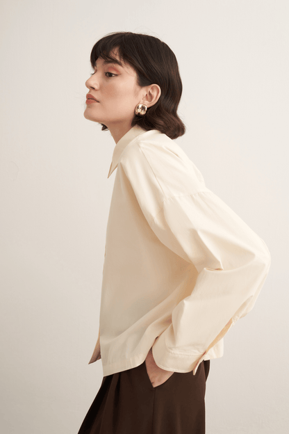 Felice Dropped Sleeve Poplin Shirt Burgundy