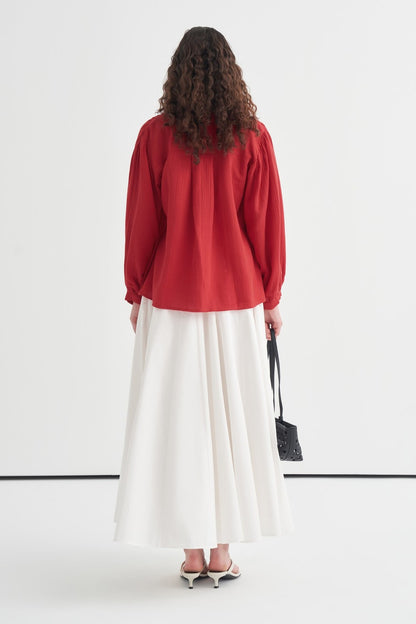 August Mandarin Collar Muslin Shirt Butter