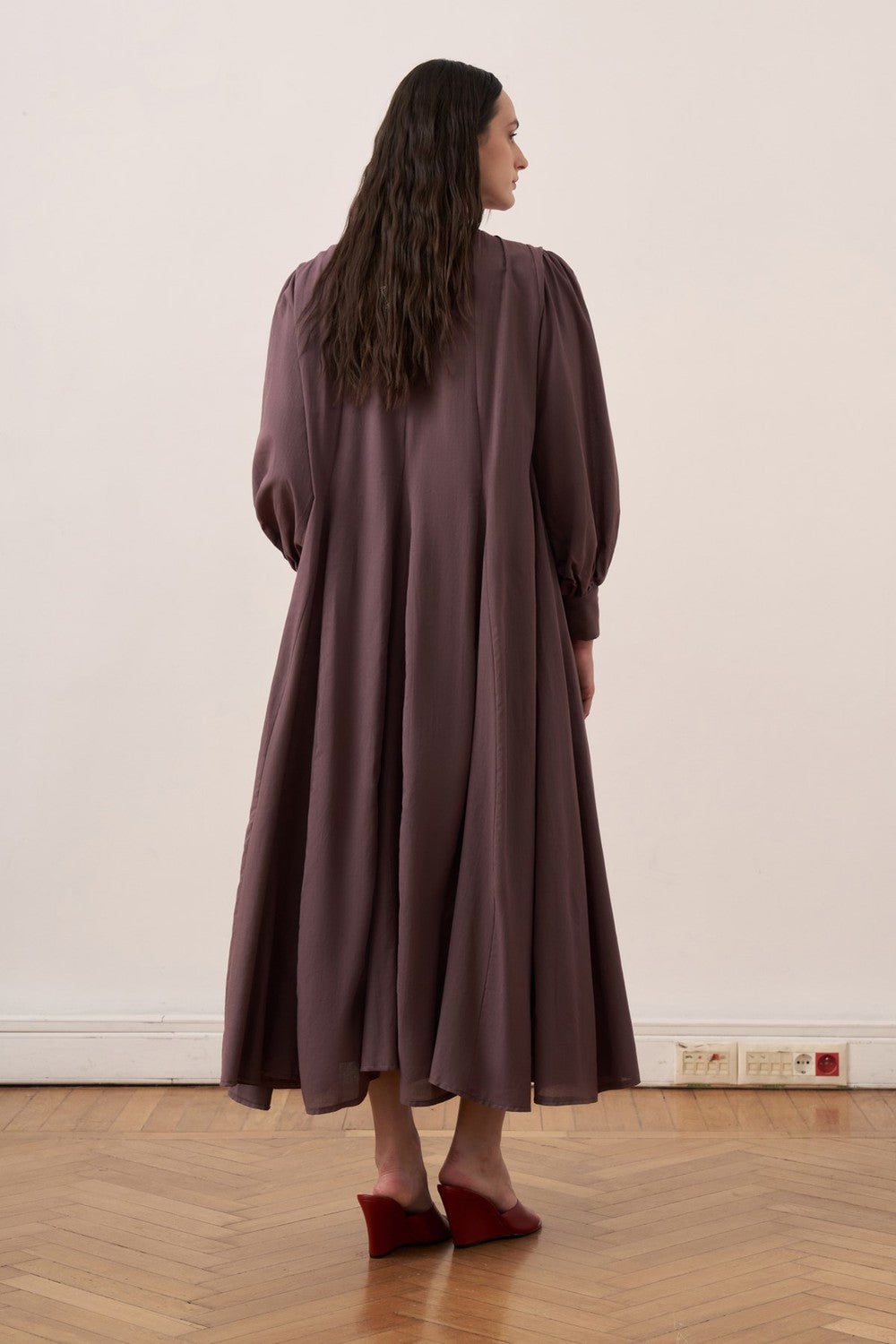 Shirin Voile Long Dress Dark Brown