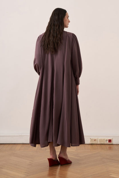 Shirin Voile Long Dress Dark Brown