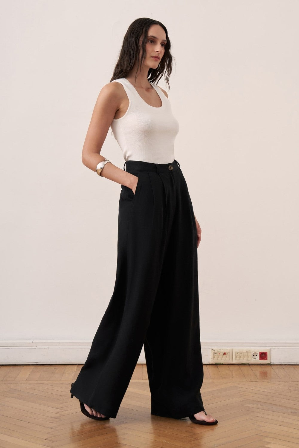 Camille Geniş Paça Keten Pantolon