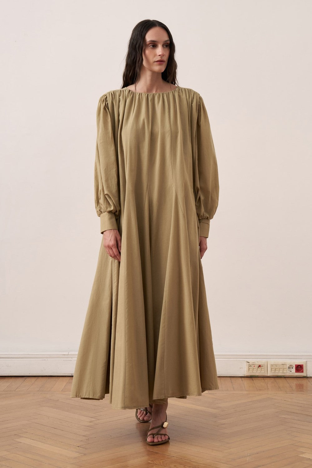Shirin Voile Long Dress Dark Brown