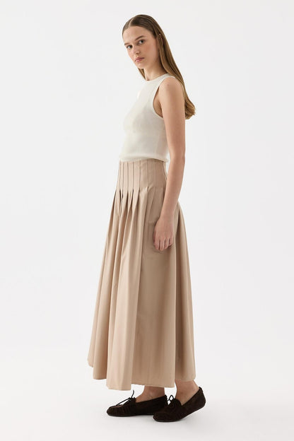 Luna Pleated Skirt Beige