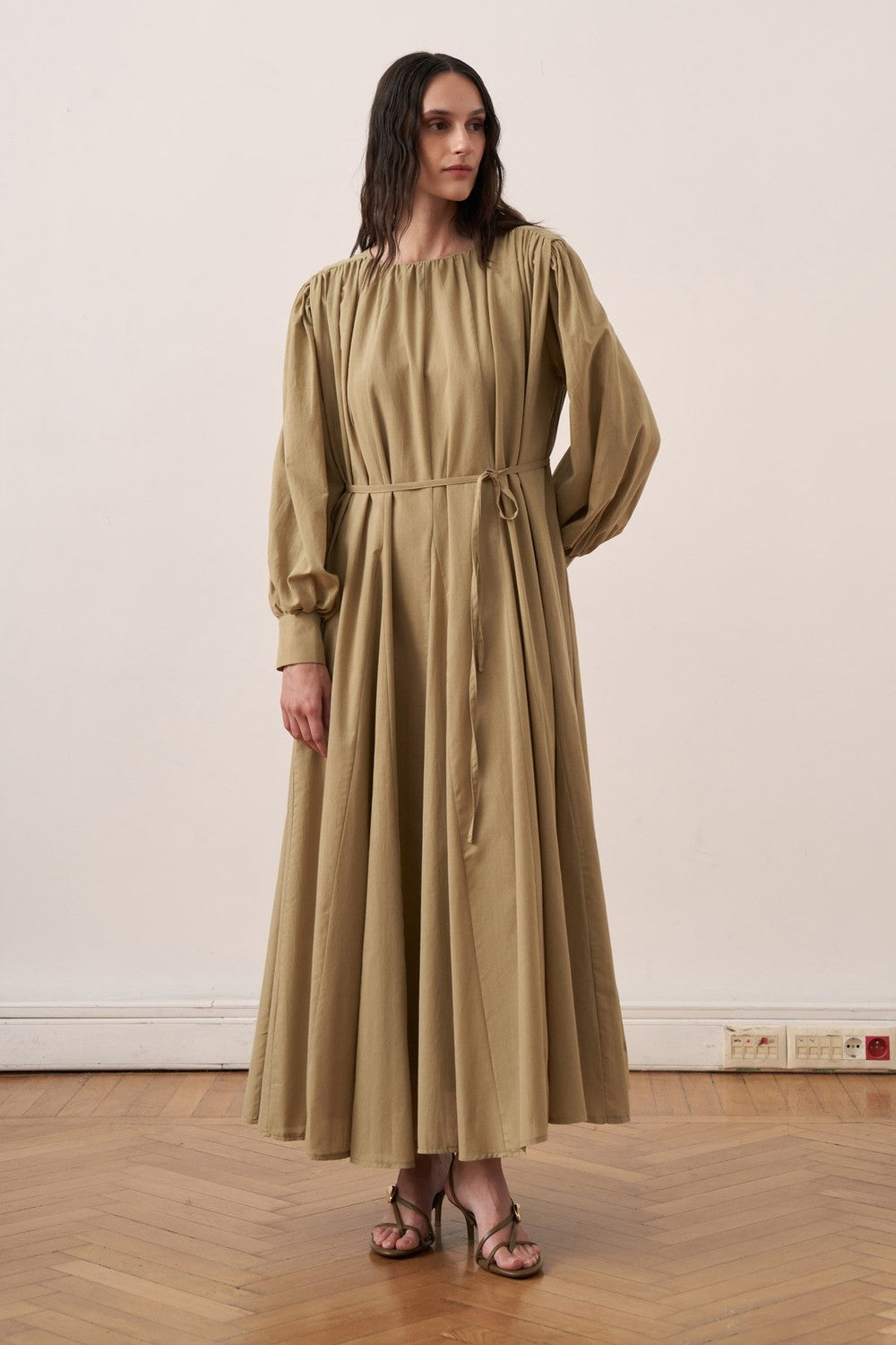 Shirin Voile Long Dress Dark Brown
