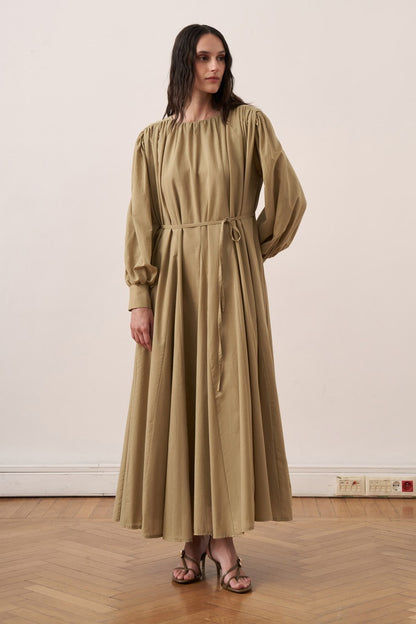 Shirin Voile Long Dress Dark Brown