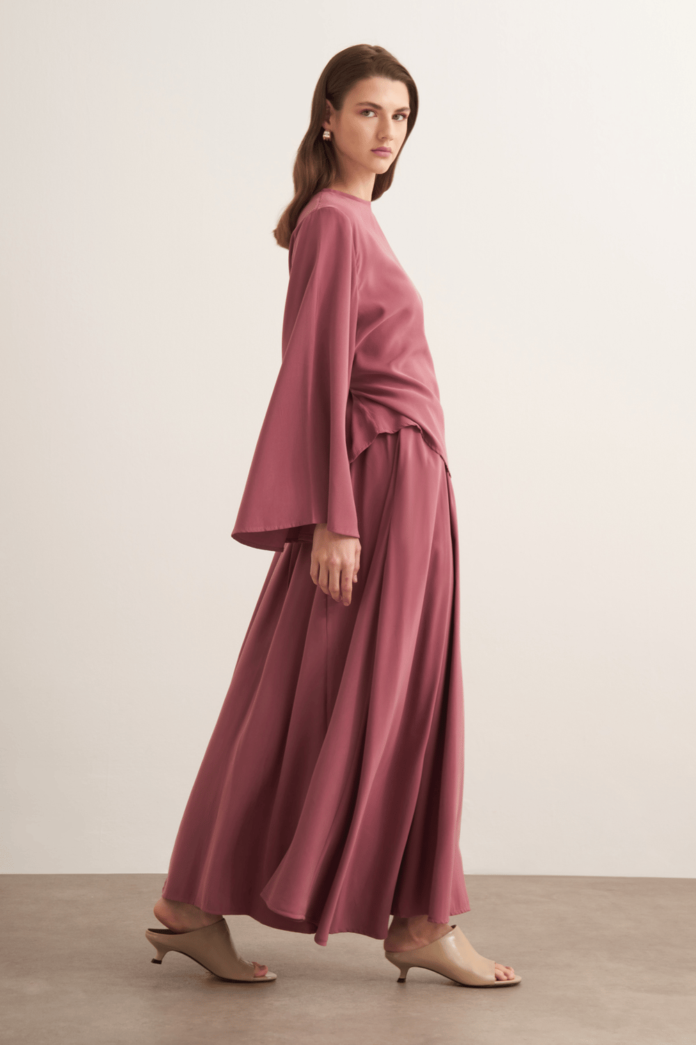 Raya Cupra Suit with Detailed Skirt, Dark Brown