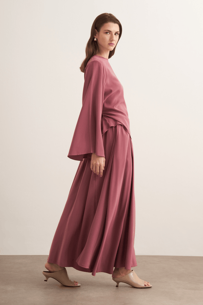 Raya Cupra Suit with Detailed Skirt, Dark Brown