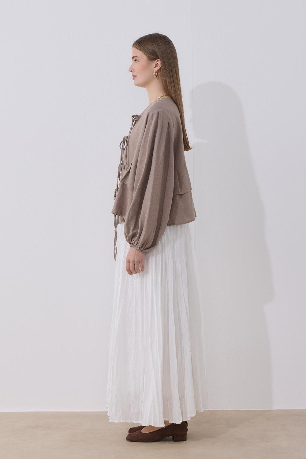 Costa Linen Blouse, Mink