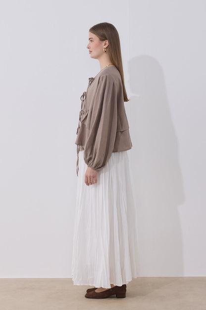 Costa Linen Blouse, Mink