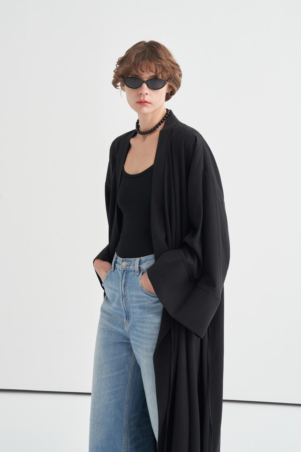 Carmen Tie-Detail Kimono, Black