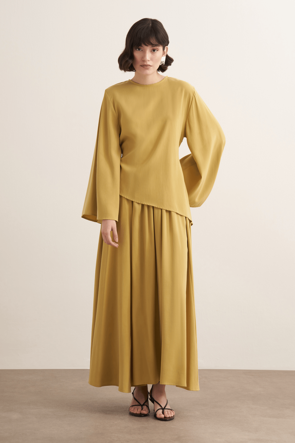 Raya Cupra Suit with Detailed Skirt, Dark Brown