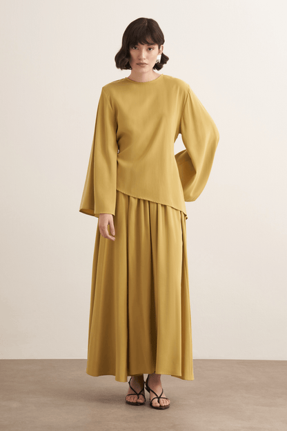 Raya Cupra Suit with Detailed Skirt, Dark Brown
