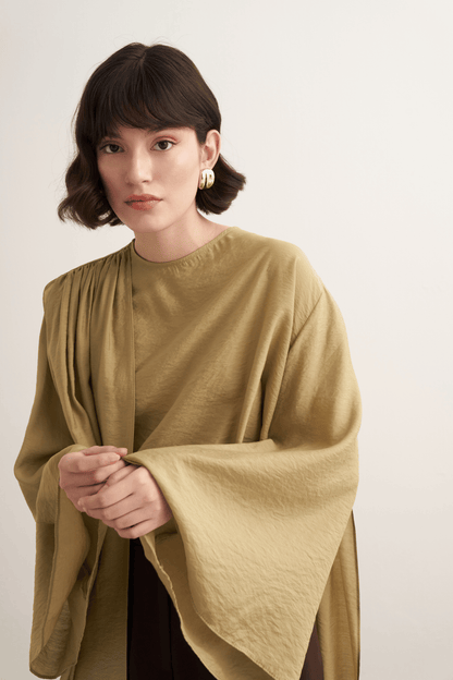 Nova Şal Form Bluz Olive