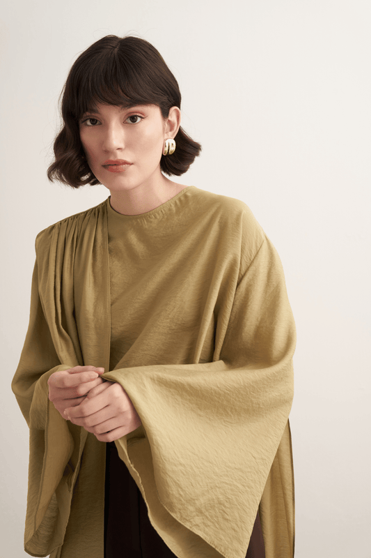 Nova Shawl Form Blouse Olive
