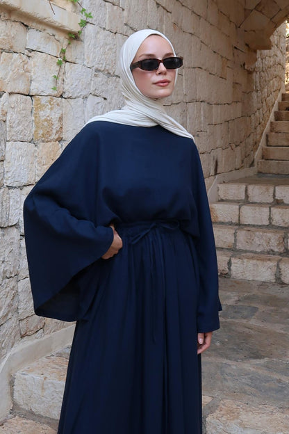 Samha Linen Blouse Navy Blue