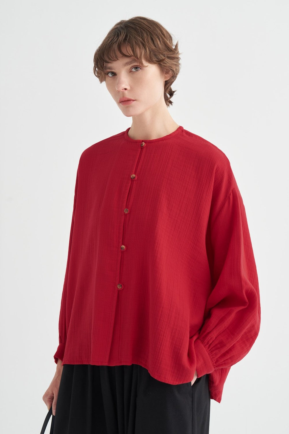 Isola Draped Muslin Shirt Dark Brown