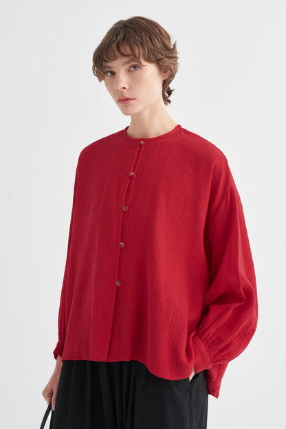 Isola Draped Muslin Shirt Dark Brown