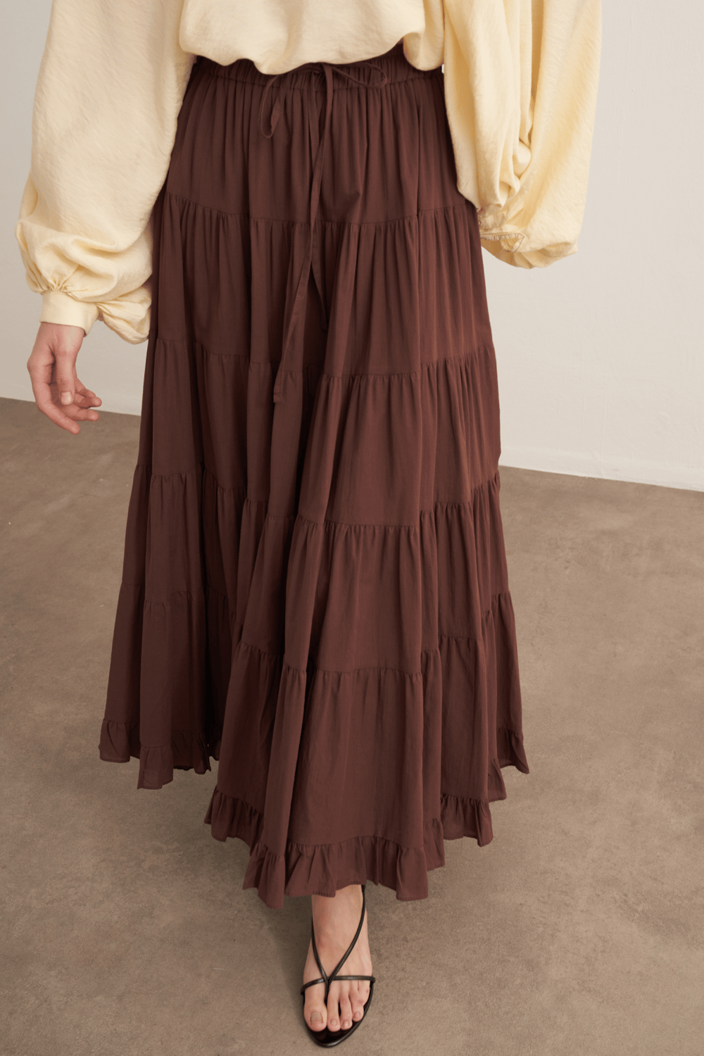 Ruth Layered Voile Long Skirt Mink