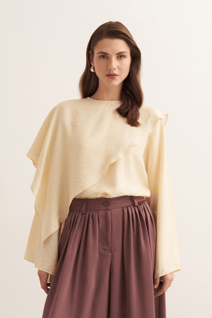 Soraya Cape Effect Blouse Butter
