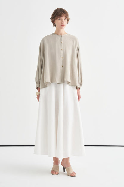 Isola Draped Muslin Shirt Dark Brown