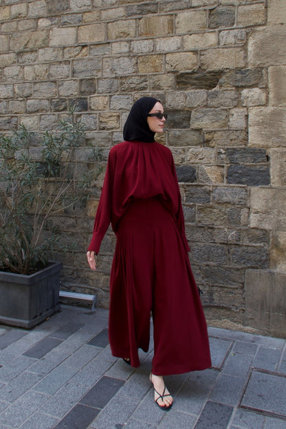 Nezha Pile Detail Pants Set Latte
