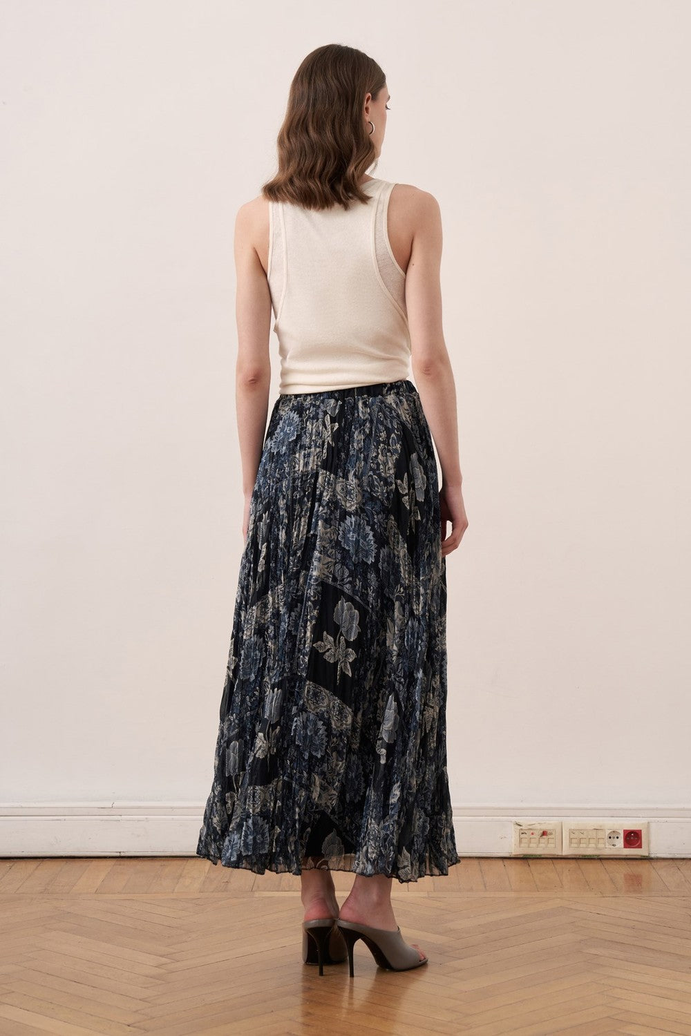 Else Patterned Chiffon Crush Skirt Burgundy