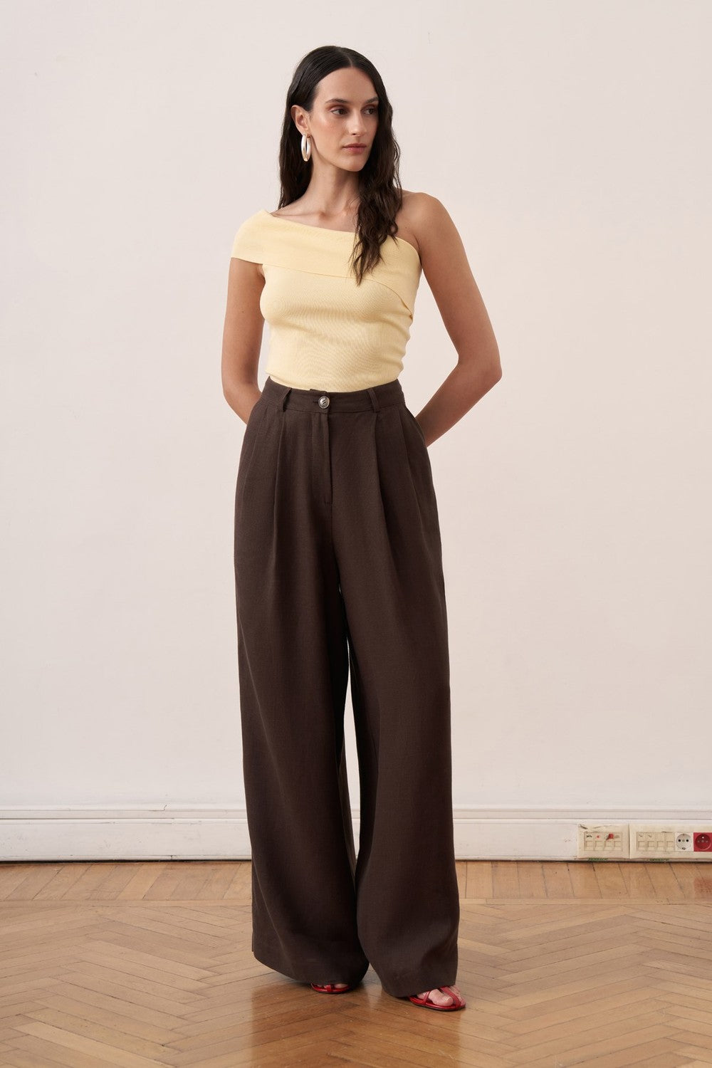 Camille Geniş Paça Keten Pantolon