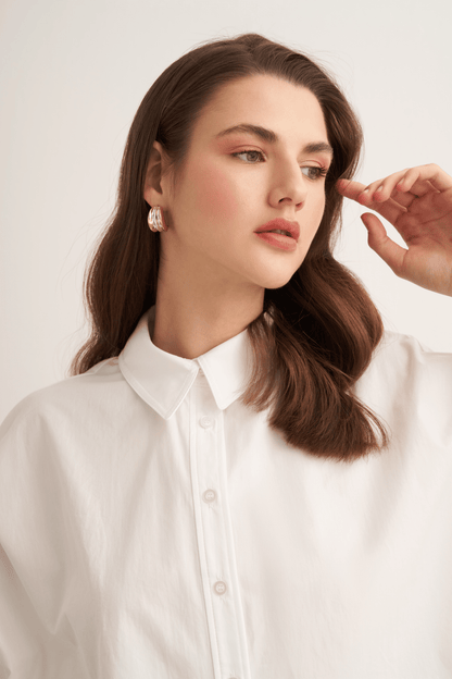 Felice Dropped Sleeve Poplin Shirt Burgundy