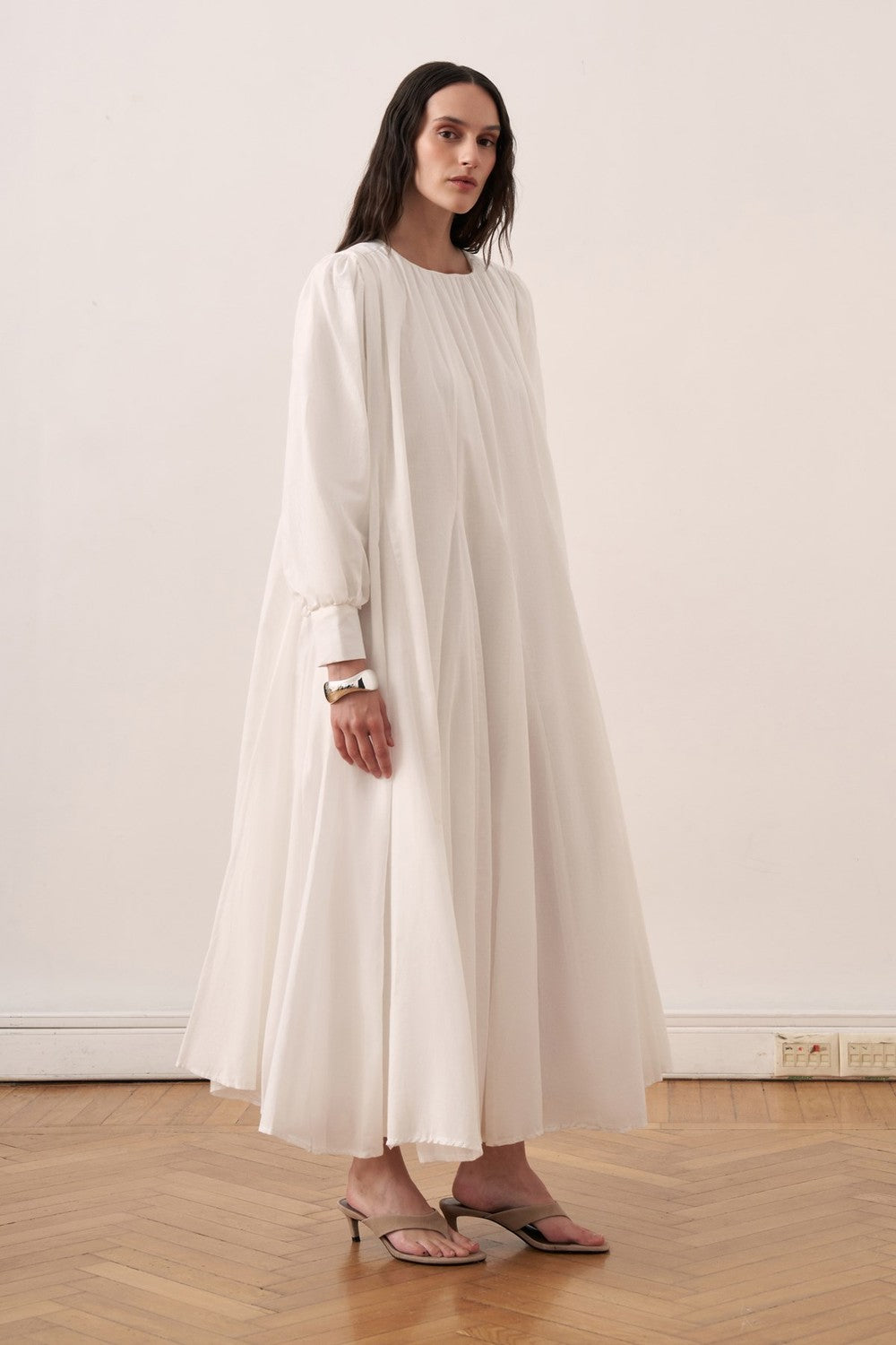 Shirin Voile Long Dress Dark Brown