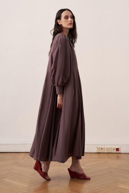 Shirin Voile Long Dress Dark Brown