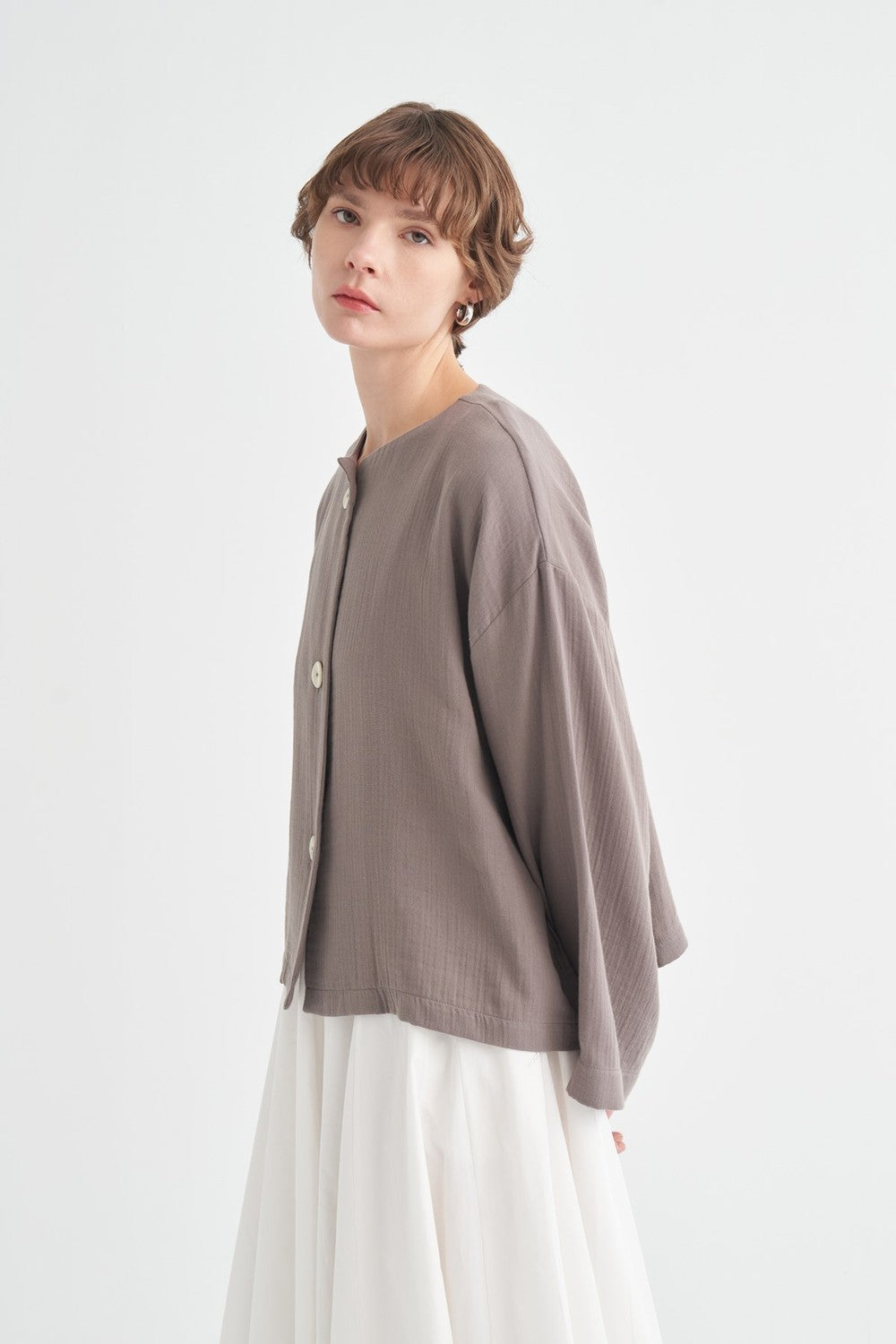 Cara Mother-of-Pearl Buttoned Muslin Jacket Butter
